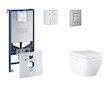 Grohe Rapid SLX - Set předstěnové instalace, klozetu, sedátka SoftClose a tlačítka Skate Cosmopolitan, Triple Vortex, kartáčovan