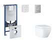 Grohe Rapid SLX - Set předstěnové instalace, klozetu, sedátka SoftClose a tlačítka Skate Cosmopolitan, Triple Vortex, kartáčovan