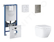 Grohe Rapid SLX - Set předstěnové instalace, klozetu, sedátka SoftClose a tlačítka Skate Cosmopolitan, Triple Vortex, kartáčovan