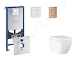 Grohe Rapid SLX - Set předstěnové instalace, klozetu, sedátka SoftClose a tlačítka Skate Cosmopolitan, Triple Vortex, kartáčovan