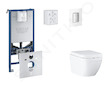 Grohe Rapid SLX - Set předstěnové instalace, klozetu, sedátka SoftClose a tlačítka Skate Cosmopolitan, Triple Vortex, Moon White