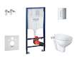 Grohe Solido - Set předstěnové instalace, klozetu a bidetového sedátka Bau Ceramic, softclose, tlačítko Even, chrom SANI15BB1102