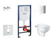 Grohe Solido - Set předstěnové instalace, klozetu a bidetového sedátka Bau Ceramic, softclose, tlačítko Even, chrom SANI15BB1102