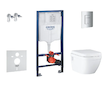 Grohe Solido - Set předstěnové instalace, klozetu a sedátka Euro Ceramic, softclose, tlačítko Even, chrom SANI15BB1104