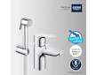 Grohe Start Edge - Umyvadlová baterie s bidetovou sprškou, chrom 23773001