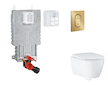 Grohe Uniset - Set předstěnové instalace, klozetu, sedátka SoftClose a tlačítka Arena Cosmopolitan S, kartáčovaný Cool Sunrise S