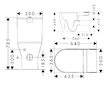 Hansgrohe EluPura Original S - WC kombi se sedátkem SoftClose, zadní odpad, AquaChannel Flush, HygieneEffect, boční napouštění, 