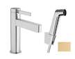 Hansgrohe Finoris - Umyvadlová baterie s výpustí Push-Open a bidetovou sprškou, EcoSmart, kartáčovaný bronz 76210140