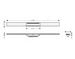 Hansgrohe RainDrain Flex - Lineární sprchový žlab s nerezovým roštem 900, do prostoru, zkrátitelný, chrom 56045000