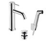 Hansgrohe Tecturis S - Umyvadlová baterie s výpustí Push-Open a bidetovou sprškou, EcoSmart, chrom 73211000