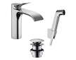Hansgrohe Vivenis - Umyvadlová baterie s výpustí Push-Open a bidetovou sprškou, EcoSmart, chrom 75210000