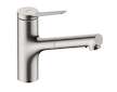Hansgrohe Zesis M33 - Dřezová baterie 150, s výsuvnou sprškou, sBox lite, vzhled nerezu 74803800