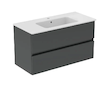 Ideal Standard Eurovit+ - Skříňka s umyvadlem, 55x100x44 cm, 2 zásuvky, tmavě šedá R0575TI