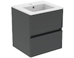 Ideal Standard Eurovit - Skříňka s umyvadlem, 55x50x44 cm, 2 zásuvky, lesklá šedá R0571TI