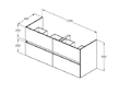 Ideal Standard Eurovit+ - Umyvadlová skříňka, 55x120x44 cm, 4 zásuvky, lesklá bílá R0267WG