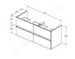 Ideal Standard Eurovit - Umyvadlová skříňka, 55x120x44 cm, 4 zásuvky, ořech R0267Y9