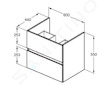 Ideal Standard Eurovit - Umyvadlová skříňka, 55x60x44 cm, 2 zásuvky, lesklá šedá R0259TI