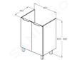 Ideal Standard Eurovit - Umyvadlová skříňka, 84x60x44 cm, 2 dvířka, panty L/P, lesklá šedá R0258TI