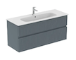 Ideal Standard Finesse - Umyvadlová skříňka, 120x44x55 cm, 2 zásuvky, Ribbed Matt ashblue E3385UQ