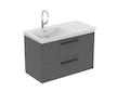 Ideal Standard i.Life B - Umyvadlová skříňka, 100x63x51 cm, 2 zásuvky, levá, šedý matný křemen T5584NG