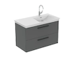 Ideal Standard i.Life B - Umyvadlová skříňka, 100x63x51 cm, 2 zásuvky, pravá, šedý matný křemen T5585NG