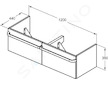 Ideal Standard Tonic II - Skříňka pod dvojumyvadlo 120x44x35 cm, lesklá bílá R4305WG