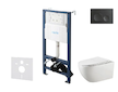 kielle Genesis New - Set předstěnové instalace, klozetu Gaia, Rimless, sedátka softclose a tlačítka Gemini New I, matná černá 30
