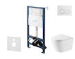 kielle Genesis New - Set předstěnové instalace, klozetu Nefia, Vortex Rimless+, sedátka softclose a tlačítka Gemini New II, lesk
