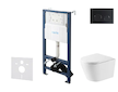 kielle Genesis New - Set předstěnové instalace, klozetu Nefia, Vortex Rimless+, sedátka softclose a tlačítka Gemini New II, matn