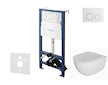 kielle Genesis New - Set předstěnové instalace, klozetu Oudee, Rimless, sedátka softclose a tlačítka Gemini New II, lesklá bílá/