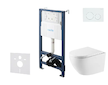 kielle Genesis New - Set předstěnové instalace, klozetu Oudee, Vortex Rimless+, sedátka softclose a tlačítka Gemini New I, leskl