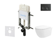 kielle Genesis New - Set předstěnové instalace, klozetu Oudee, Vortex Rimless+, sedátka softclose a tlačítka Gemini New I, matná