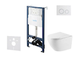 kielle Genesis New - Set předstěnové instalace, klozetu Oudee, Vortex Rimless+, sedátka softclose a tlačítka Gemini New II, lesk