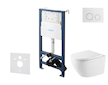 kielle Genesis New - Set předstěnové instalace, klozetu Oudee, Vortex Rimless+, sedátka softclose a tlačítka Gemini New II, lesk