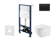 kielle Genesis New - Set předstěnové instalace, klozetu Oudee, Vortex Rimless+, sedátka softclose a tlačítka Gemini New III, mat
