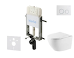 kielle Genesis New - Set předstěnové instalace, klozetu Oudee, Vortex Rimless+, sedátka softclose a tlačítka Gemini New II, lesk
