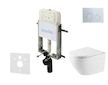 kielle Genesis New - Set předstěnové instalace, klozetu Oudee, Vortex Rimless+, sedátka softclose a tlačítka Gemini New II, lesk