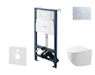 kielle Genesis New - Set předstěnové instalace, kompaktního klozetu Gaia, Rimless, sedátka softclose a tlačítka Gemini New II, l