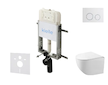 kielle Genesis New - Set předstěnové instalace, kompaktního klozetu Gaia, Rimless, sedátka softclose a tlačítka Gemini New II, l