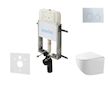 kielle Genesis New - Set předstěnové instalace, kompaktního klozetu Gaia, Rimless, sedátka softclose a tlačítka Gemini New II, l