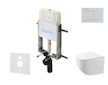 kielle Genesis New - Set předstěnové instalace, kompaktního klozetu Gaia, Rimless, sedátka softclose a tlačítka Gemini New III, 