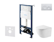 kielle Genesis New - Set předstěnové instalace, kompaktního klozetu Oudee, Vortex Rimless+, sedátka softclose a tlačítka Gemini 