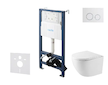 kielle Genesis New - Set předstěnové instalace, kompaktního klozetu Oudee, Vortex Rimless+, sedátka softclose a tlačítka Gemini 