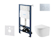 kielle Genesis New - Set předstěnové instalace, kompaktního klozetu Oudee, Vortex Rimless+, sedátka softclose a tlačítka Gemini 