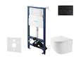 kielle Genesis New - Set předstěnové instalace, kompaktního klozetu Oudee, Vortex Rimless+, sedátka softclose a tlačítka Gemini 