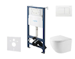 kielle Genesis New - Set předstěnové instalace, kompaktního klozetu Oudee, Vortex Rimless+, sedátka softclose a tlačítka Gemini 