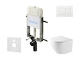 kielle Genesis New - Set předstěnové instalace, kompaktního klozetu Oudee, Vortex Rimless+, sedátka softclose a tlačítka Gemini 