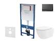 kielle Genesis - Set předstěnové instalace, klozetu Oudee Vortex, sedátka softclose a tlačítka Gemini I, lesklá černá 30505SS90