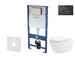 kielle Genesis - Set předstěnové instalace, klozetu Oudee Vortex, sedátka softclose a tlačítka Gemini II, matná černá/chrom 3050