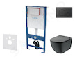 kielle Genesis - Set předstěnové instalace, klozetu Tesi a sedátka softclose, Aquablade, tlačítko Gemini lV, matná černá SANI11A